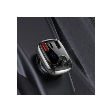Baseus T typed PPS  | Transmiter FM bluetooth MP3 ładowarka samochodowa 2x USB + USB-C QC 3.0 PD 3.0 Huawei SCP 5A CCMT000101