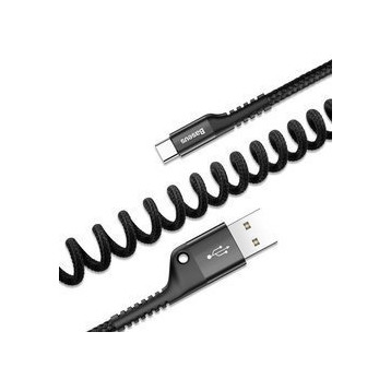 Baseus Fish eye | Elastyczny wzmocniony sprężynowy kabel USB-C Type-C 1m