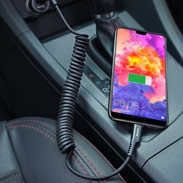 Baseus Fish eye | Elastyczny wzmocniony sprężynowy kabel USB-C Type-C 1m