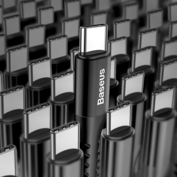 Baseus Fish eye | Elastyczny wzmocniony sprężynowy kabel USB-C Type-C 1m