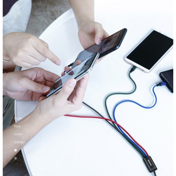 Baseus Fast 4-in-1 | Kabel 4w1 USB - 2x Lightning (iPhone) + Micro + Type-C 3.5A 1.2m 