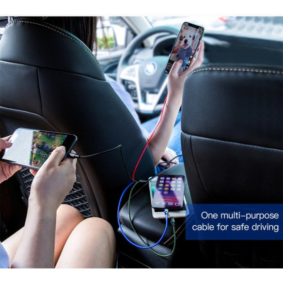 Baseus Fast 4-in-1 | Kabel 4w1 USB - 2x Lightning (iPhone) + Micro + Type-C 3.5A 1.2m 