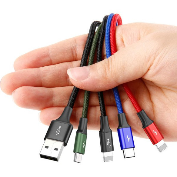 Baseus Fast 4-in-1 | Kabel 4w1 USB - 2x Lightning (iPhone) + Micro + Type-C 3.5A 1.2m 