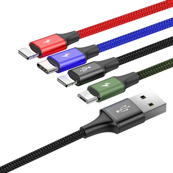 Baseus Fast 4-in-1 | Kabel 4w1 USB - 2x Lightning (iPhone) + Micro + Type-C 3.5A 1.2m 