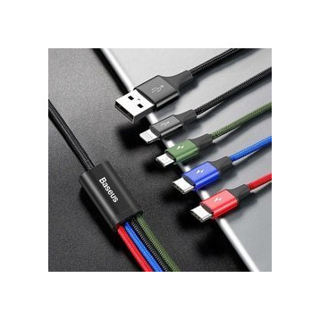 Baseus Fast 4-in-1 | Mocny kabel 4w1 USB - Lightning (iPhone) + Micro + 2x Type-C 3.5A 1.2m 