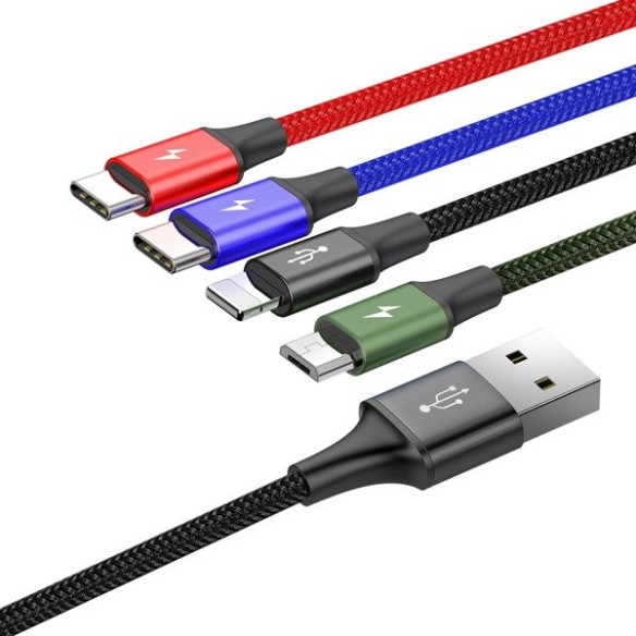 Baseus Fast 4-in-1 | Mocny kabel 4w1 USB - Lightning (iPhone) + Micro + 2x Type-C 3.5A 1.2m 