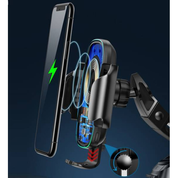 Baseus Light Electric Holder | Uchwyt z ładowaniem bezprzewodowym 15W na kokpit, kratkę nawiewu lub szybę 