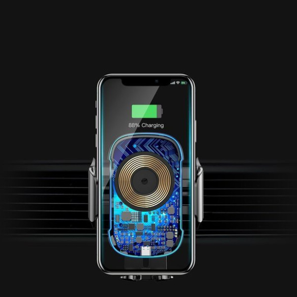 Baseus Light Electric Holder | Uchwyt z ładowaniem bezprzewodowym 15W na kokpit, kratkę nawiewu lub szybę 