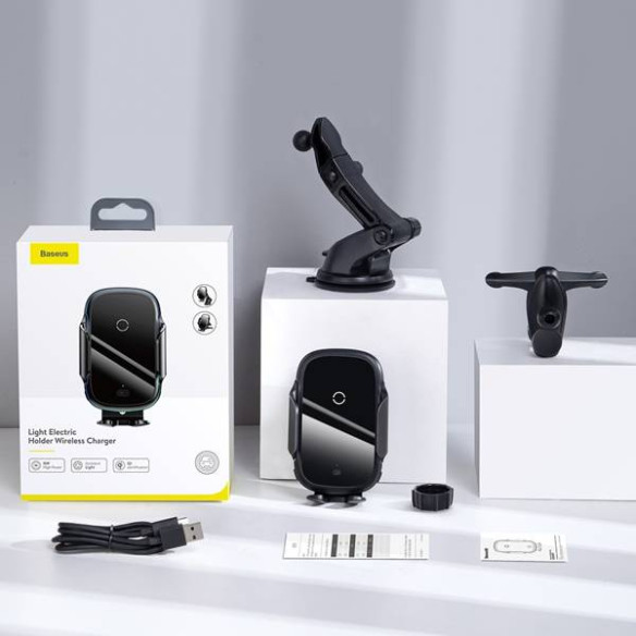 Baseus Light Electric Holder | Uchwyt z ładowaniem bezprzewodowym 15W na kokpit, kratkę nawiewu lub szybę 
