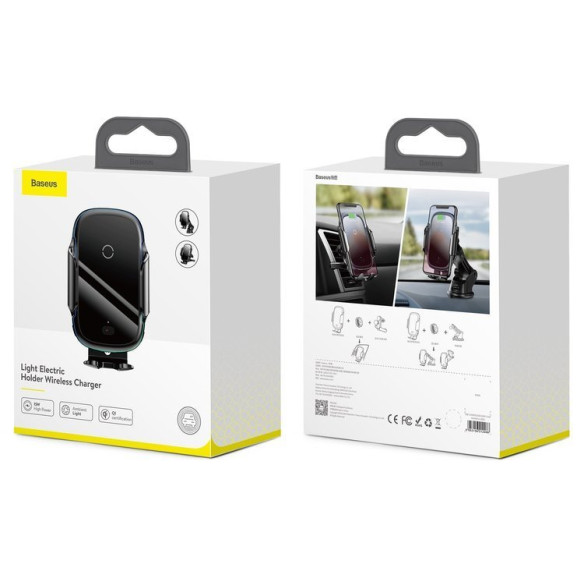 Baseus Light Electric Holder | Uchwyt z ładowaniem bezprzewodowym 15W na kokpit, kratkę nawiewu lub szybę 