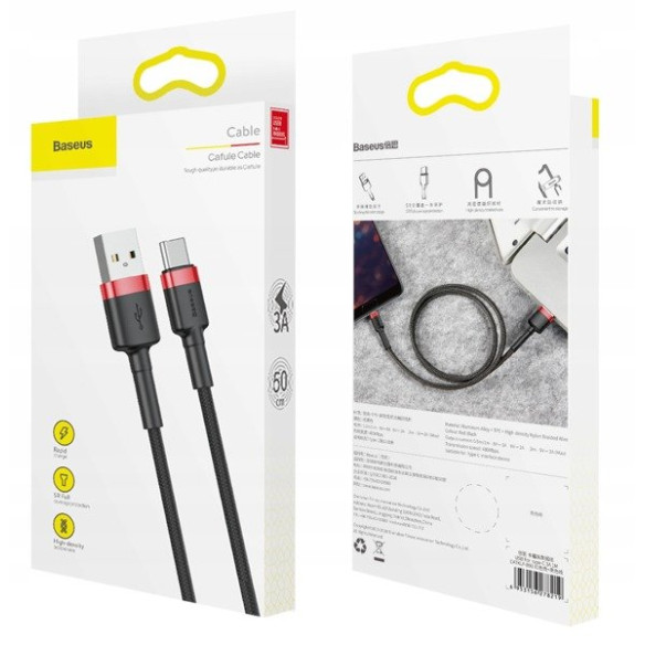 Baseus Cafule | Kabel nylonowy USB - Type-C USB-C Quick Charge 3.0 50cm 