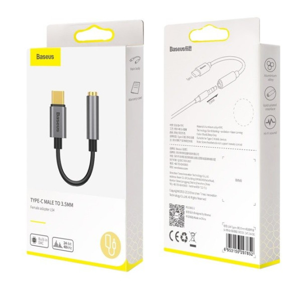 Baseus L54 | Adapter Audio przejściówka z USB-C Type-C na Mini Jack 3.5mm DAC