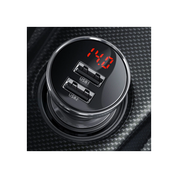 Baseus Digital Display | Szybka ładowarka samochodowa 2xUSB 4.8A 24W LCD