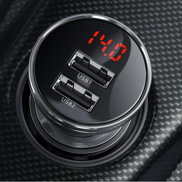 Baseus Digital Display | Szybka ładowarka samochodowa 2xUSB 4.8A 24W LCD