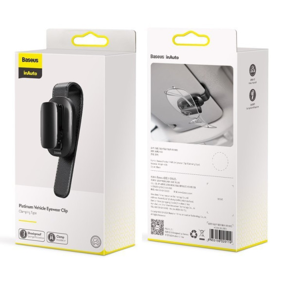 Baseus Platinum Vehicle | Klips wieszak uchwyt samochodowy na okulary dokumenty 