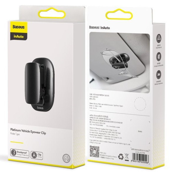 Baseus Platinum Vehicle | Klips wieszak uchwyt samochodowy na okulary dokumenty 