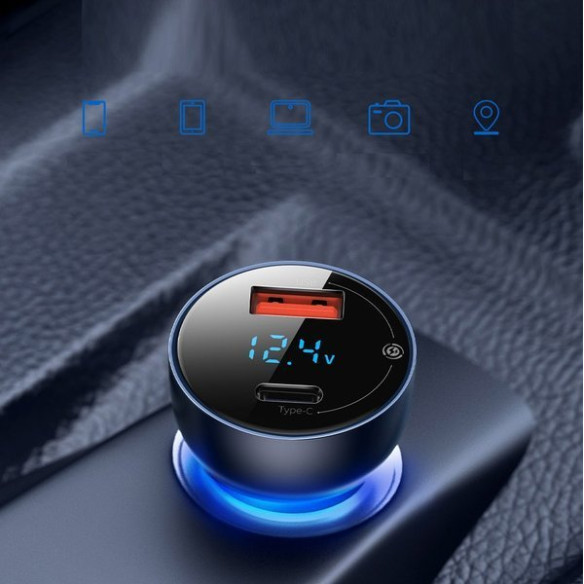 Baseus Particular | Ładowarka samochodowa 65W Quick Charge 4.0+ Power Delivery 3.0 Huawei SCP 5A 2xUSB 