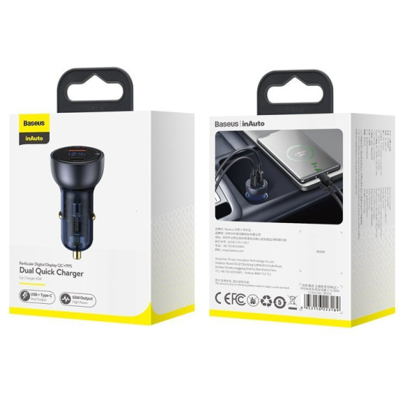 Baseus Particular | Ładowarka samochodowa 65W Quick Charge 4.0+ Power Delivery 3.0 Huawei SCP 5A 2xUSB 