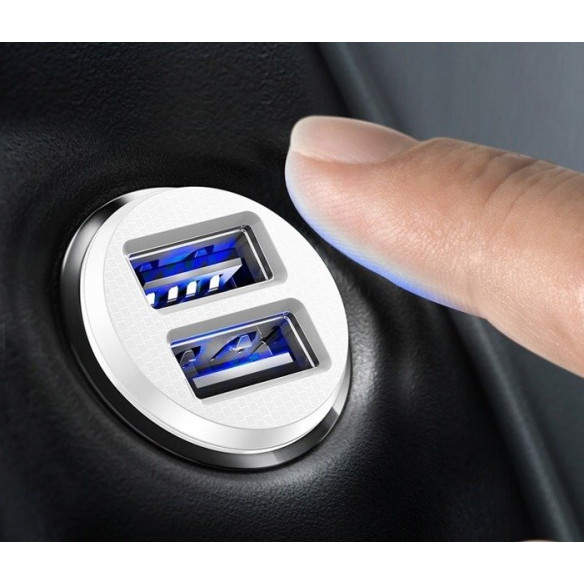 Baseus Grain | Mini ładowarka samochodowa 2x USB-A 3.1A