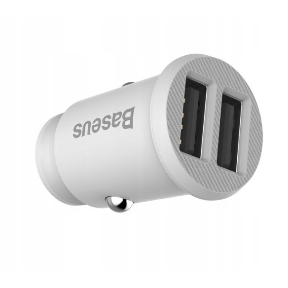 Baseus Grain | Mini ładowarka samochodowa 2x USB-A 3.1A