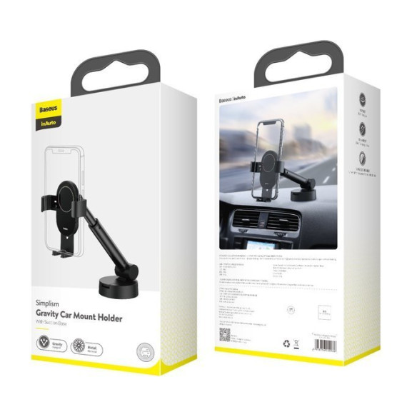Baseus Simplism | Uchwyt samochodowy do telefonu teleskopowy na deskę szybę kokpit
