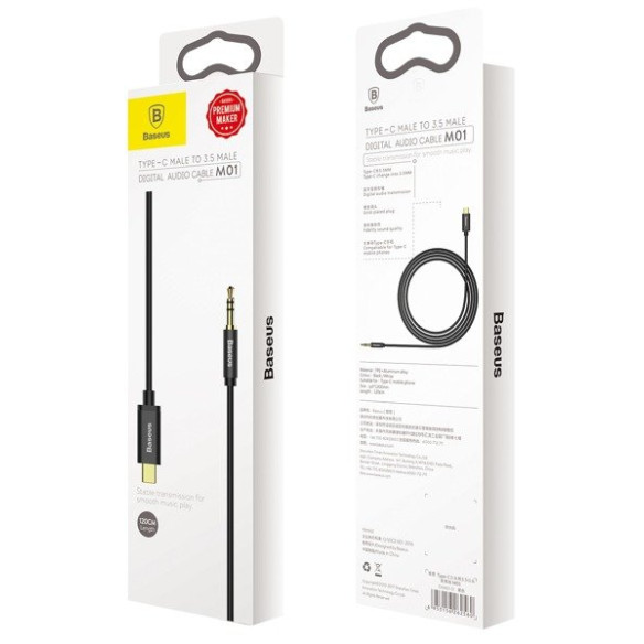 Baseus Yiven M01 | Pozłacany kabel audio AUX przejściówka z Type-C USB-C do Mini Jack 3.5 120cm 