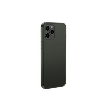 Baseus Frosted Glass Case Sztywne etui z elastyczną ramką iPhone 12 Pro Max Ciemnozielony, eol