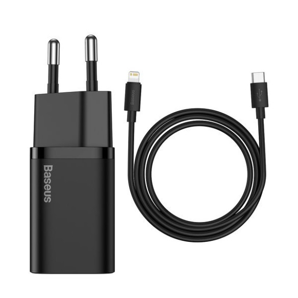 Baseus Super Si | Ładowarka sieciowa USB-C PD 20W + kabel Lightning 1m do iPhone 
