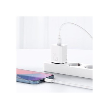 Baseus Super Si | Ładowarka sieciowa USB-C PD 20W + kabel Lightning 1m do iPhone 