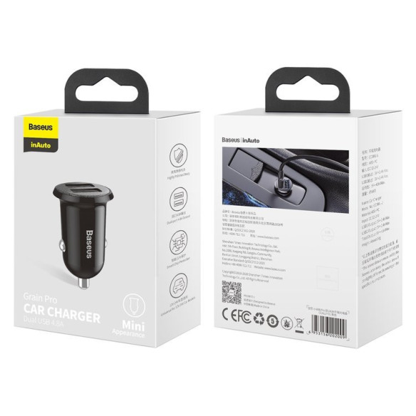 Baseus Grain Pro | Ładowarka samochodowa 2x USB 4.8A 24W