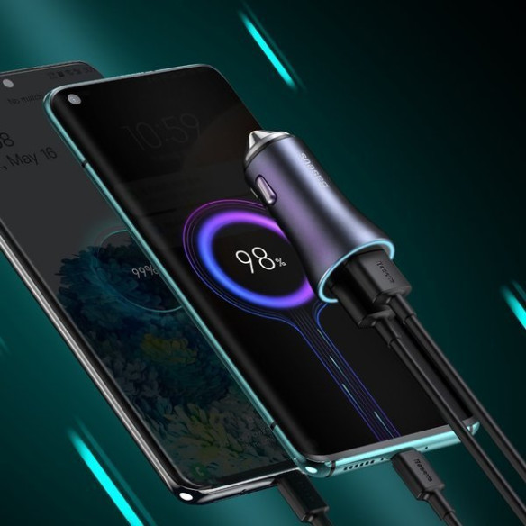 Baseus Golden Contactor Pro | Ładowarka samochodowa 2x USB Huawei FCP QC 3.0 Samsung AFC 40W