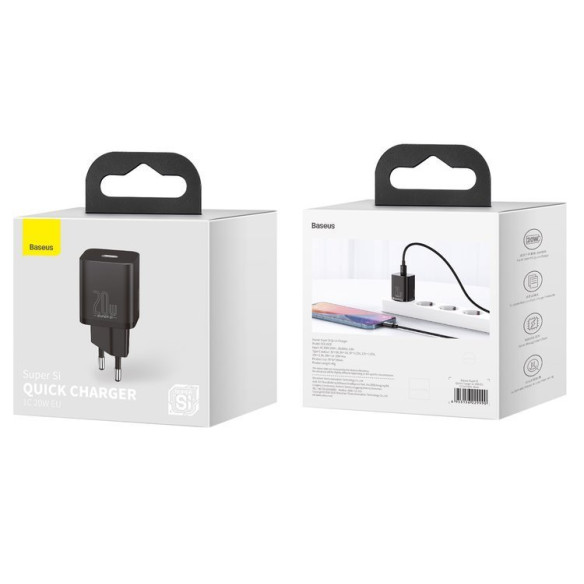 Baseus Super Si | Ładowarka sieciowa USB-C Type-C PD QC3.0 20W