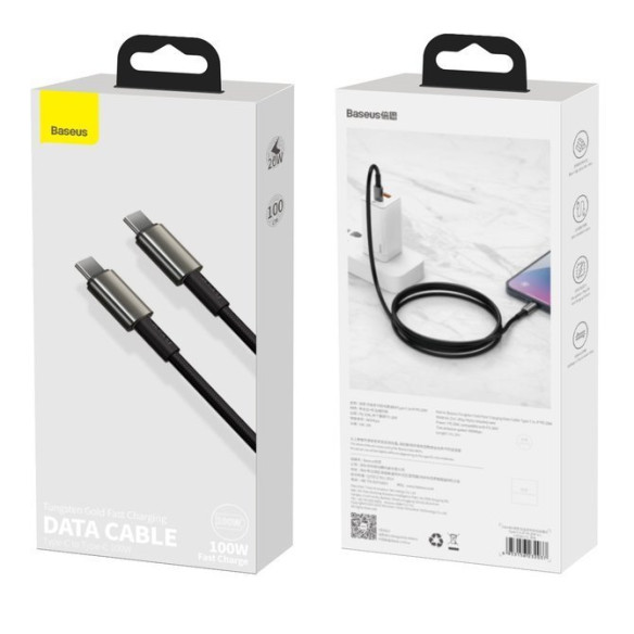 Baseus Tungsten Gold | Kabel Type-C USB-C 100W 5A Huawei SCP Quick Charge 4.0 PD Samsung AFC 1m