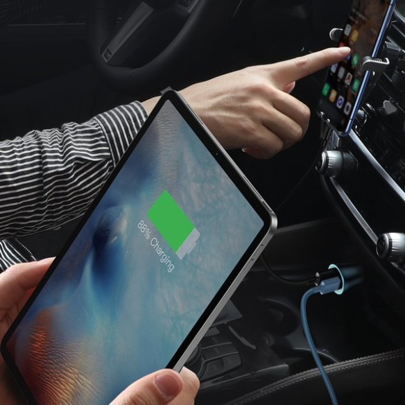 Baseus Golden Pro | Zestaw szybka ładowarka samochodowa 2xUSB 40W + kabel USB - Type-C 1m