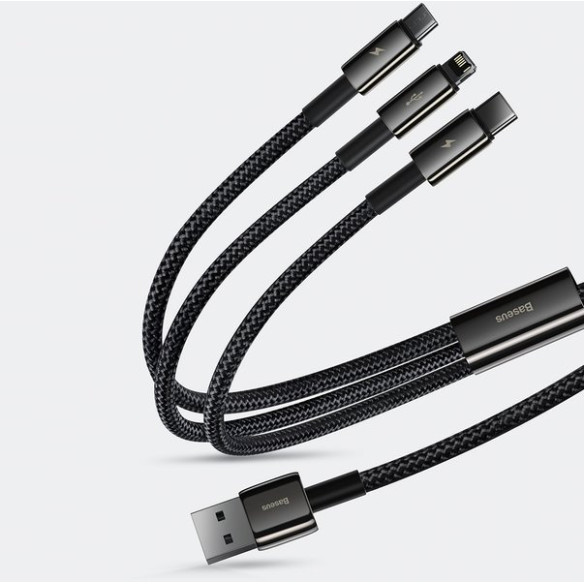 Baseus Thungsten Gold | Kabel 3w1 USB - Micro USB-C Lightning do iPhone 3.5A 