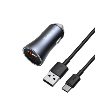 Baseus Golden Contactor Pro | Ładowarka samochodowa USB USB-C 40W PD QC 4.0 Samsung AFC Huawei FCP + kabel USB - USB-C