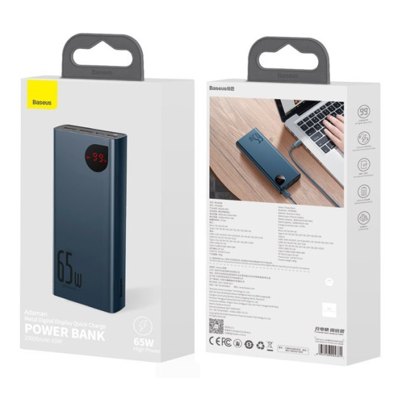 Baseus Adaman 65W | Power Bank USB USB-C 65W QC 4.0 PD Huawei SCP 5A Samsung AFC