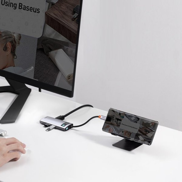 Baseus Metal Gleam Series | Adapter HUB USB-C - HDMI 4K USB2.0 USB3.0 USB-C PD 100W