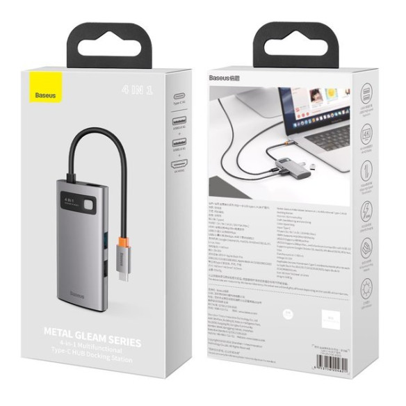 Baseus Metal Gleam Series | Adapter HUB USB-C - HDMI 4K USB2.0 USB3.0 USB-C PD 100W
