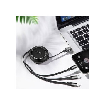 Baseus Golden Loop | Kabel 3w1 USB - Lightning Micro USB USB-C z regulacją długości