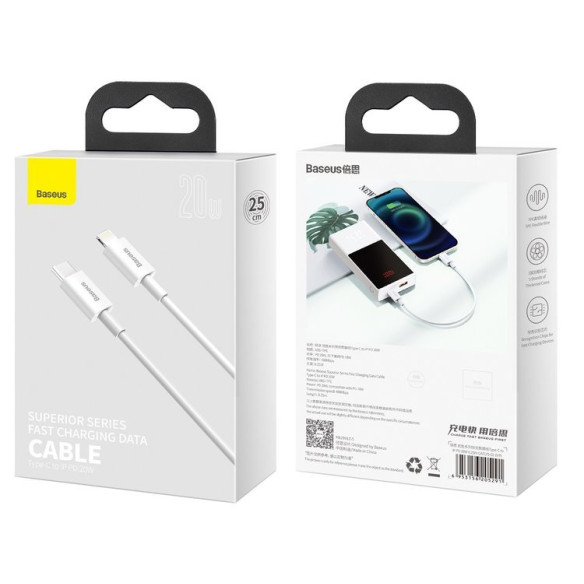 Baseus Superior Series | Kabel USB-C Lightning do iPhone Power Delivery 20W 25cm