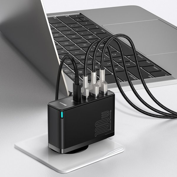 Baseus GaN2 Pro | Szybka ładowarka sieciowa, zasilacz 4 porty USB-A + USB-C 100W PD 