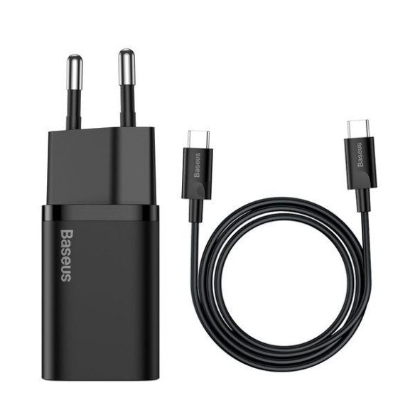 Baseus Super Si Sets | Ładowarka sieciowa + kabel USB-C 25W QC3.0 PD