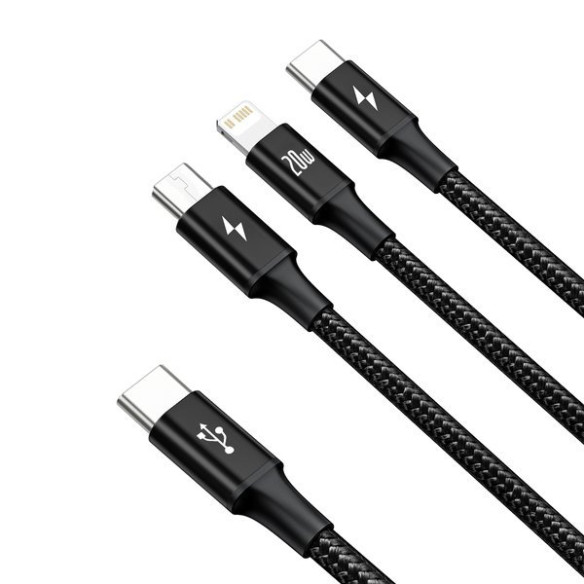 Baseus Rapid Series | Kabel 3w1 Type-C USB-C Micro Lightning Power Delivery 20W 18W 3.5A