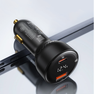 Baseus Superme Digital Display | Ładowarka samochodowa USB Type-C USB-C 100W Power Delivery 3.0 Quick Charge 4.0 SCP
