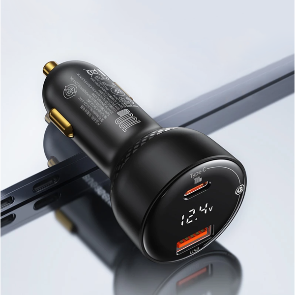 Baseus Superme Digital Display | Ładowarka samochodowa USB Type-C USB-C 100W Power Delivery 3.0 Quick Charge 4.0 SCP
