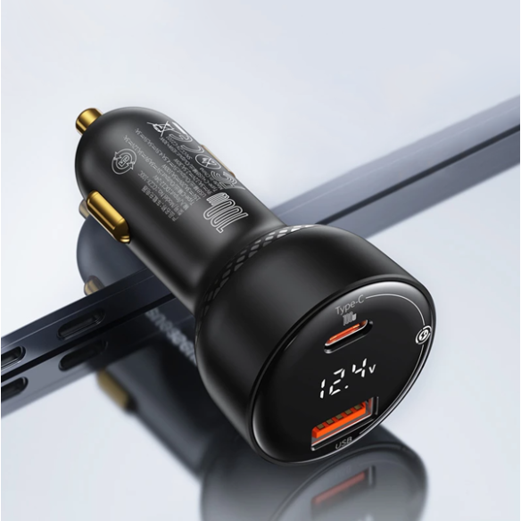 Baseus Superme Digital Display | Ładowarka samochodowa USB Type-C USB-C 100W Power Delivery 3.0 Quick Charge 4.0 SCP