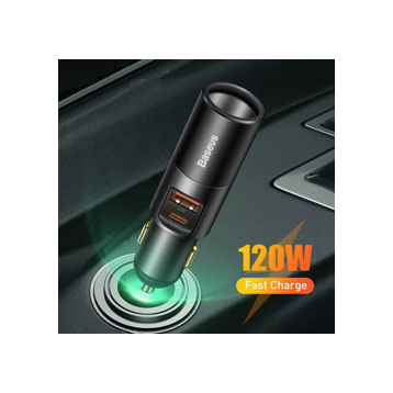 Baseus Share Together | Ładowarka samochodowa USB USB-C 120W PD QC + gniazdo zapalniczki