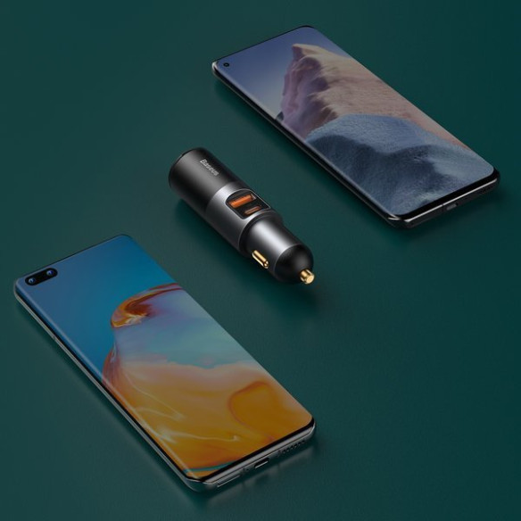 Baseus Share Together | Ładowarka samochodowa USB USB-C 120W PD QC + gniazdo zapalniczki