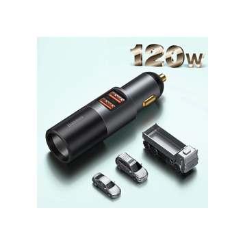 Baseus Share Together | Ładowarka samochodowa USB + gniazdo zapalniczki 120W Quick Charge 4.0 SCP 